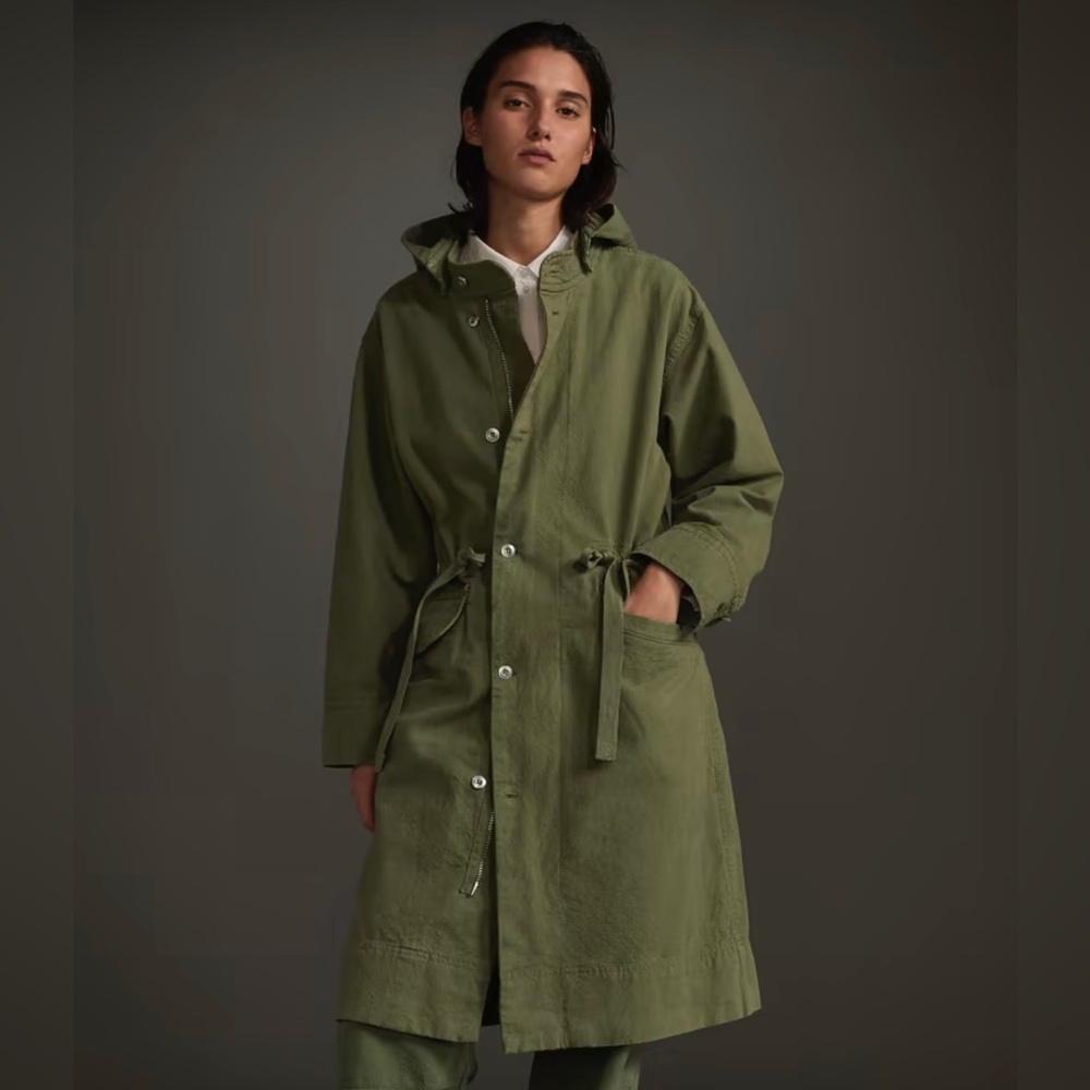 Everlane The Canvas Organic Cotton Parka in forest green, XS